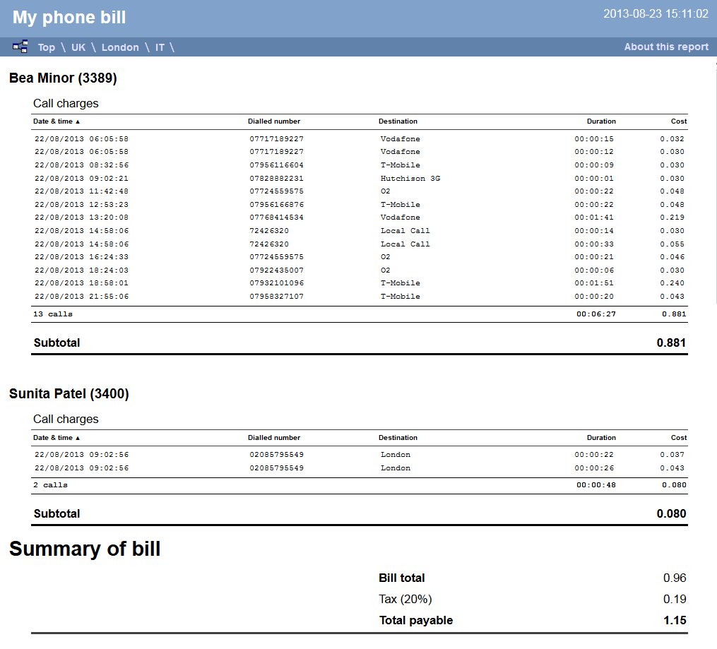 Phone Bill - Creating